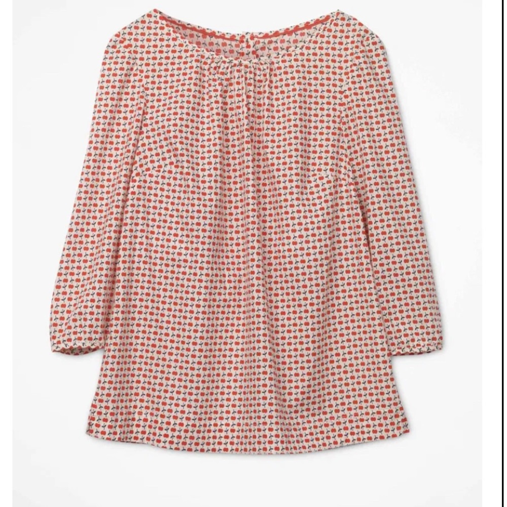 Boden Cherry Print Top in Red and White